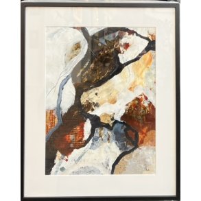 Abstrakt Collage af Rie Br�dsgaard, maleri 40x50cm