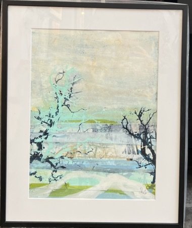 Abstrakt Collage af Rie Br�dsgaard, maleri 40x50cm