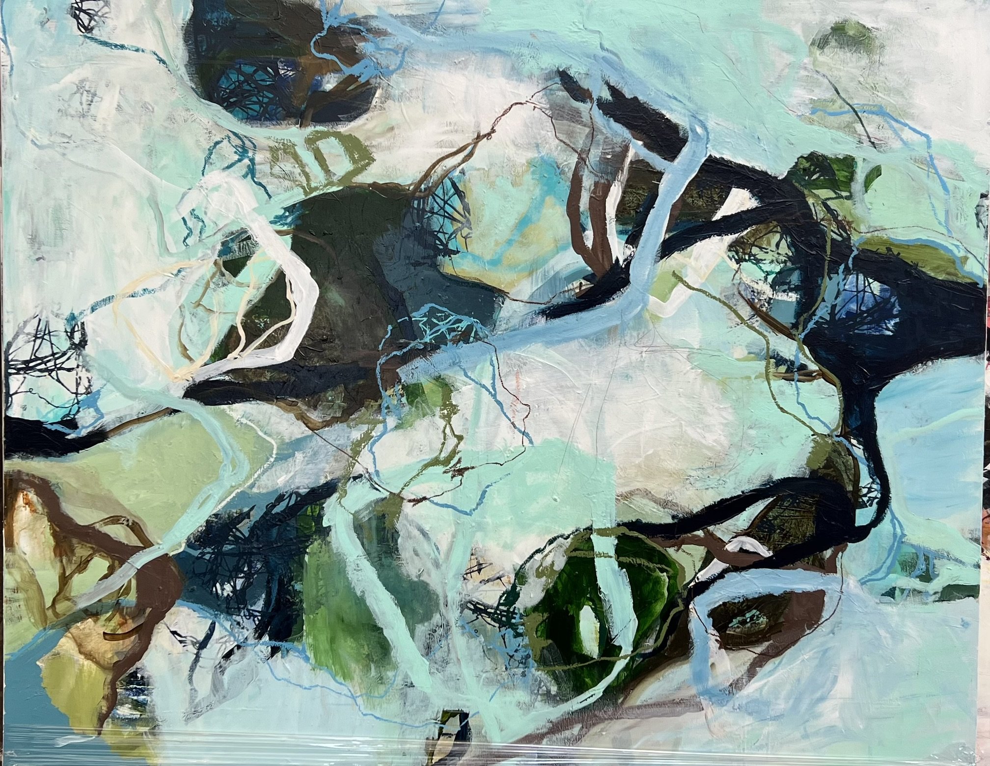 Abstrakt maleri af Rie Br�dsgaard  150x120cm