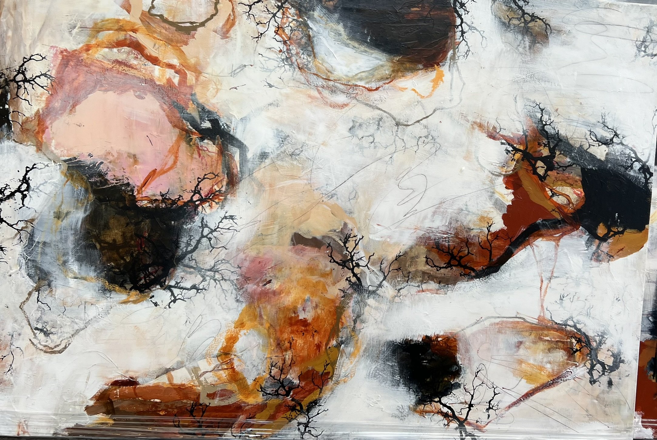 Abstrakt maleri af Rie Br�dsgaard  100x140cm