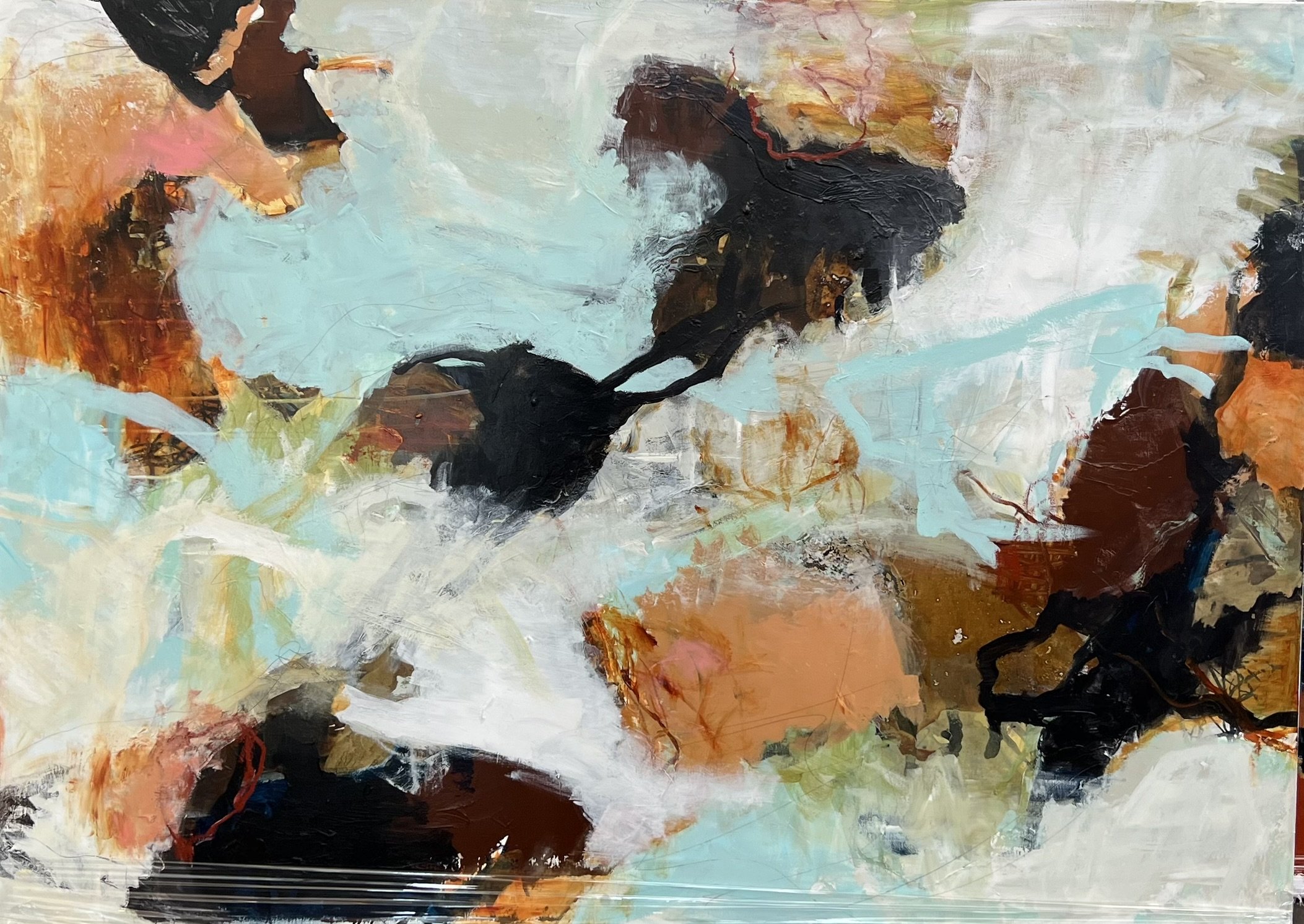 Abstrakt maleri af Rie Br�dsgaard  100x140cm