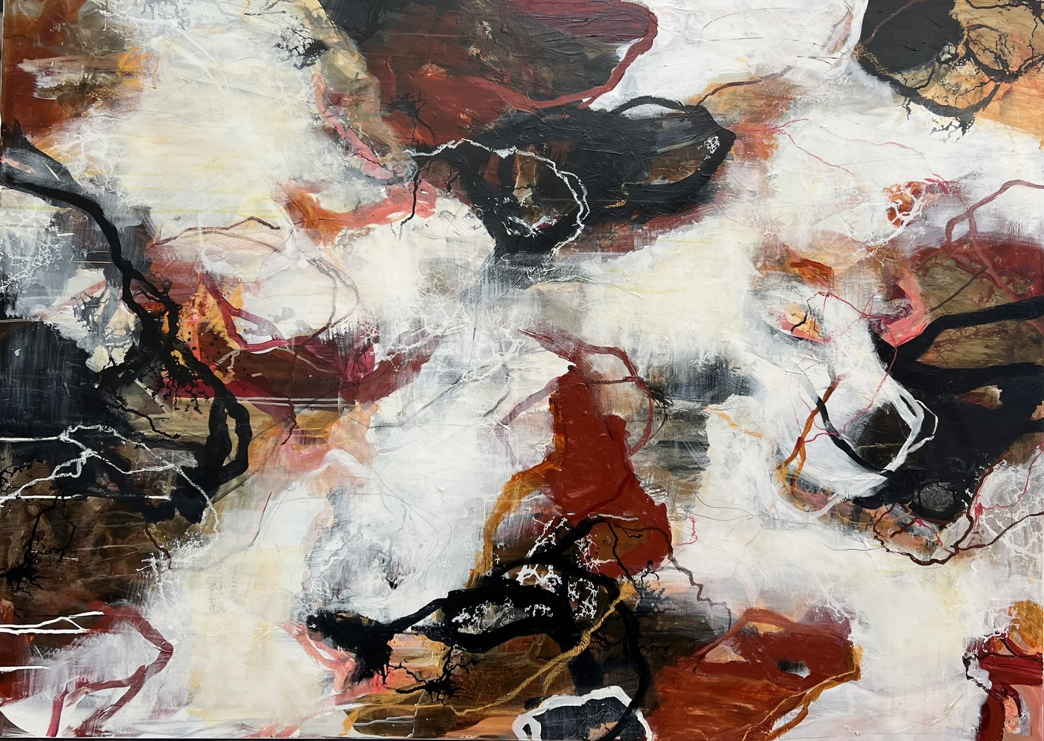 Abstrakt maleri af Rie Br�dsgaard  130x180cm