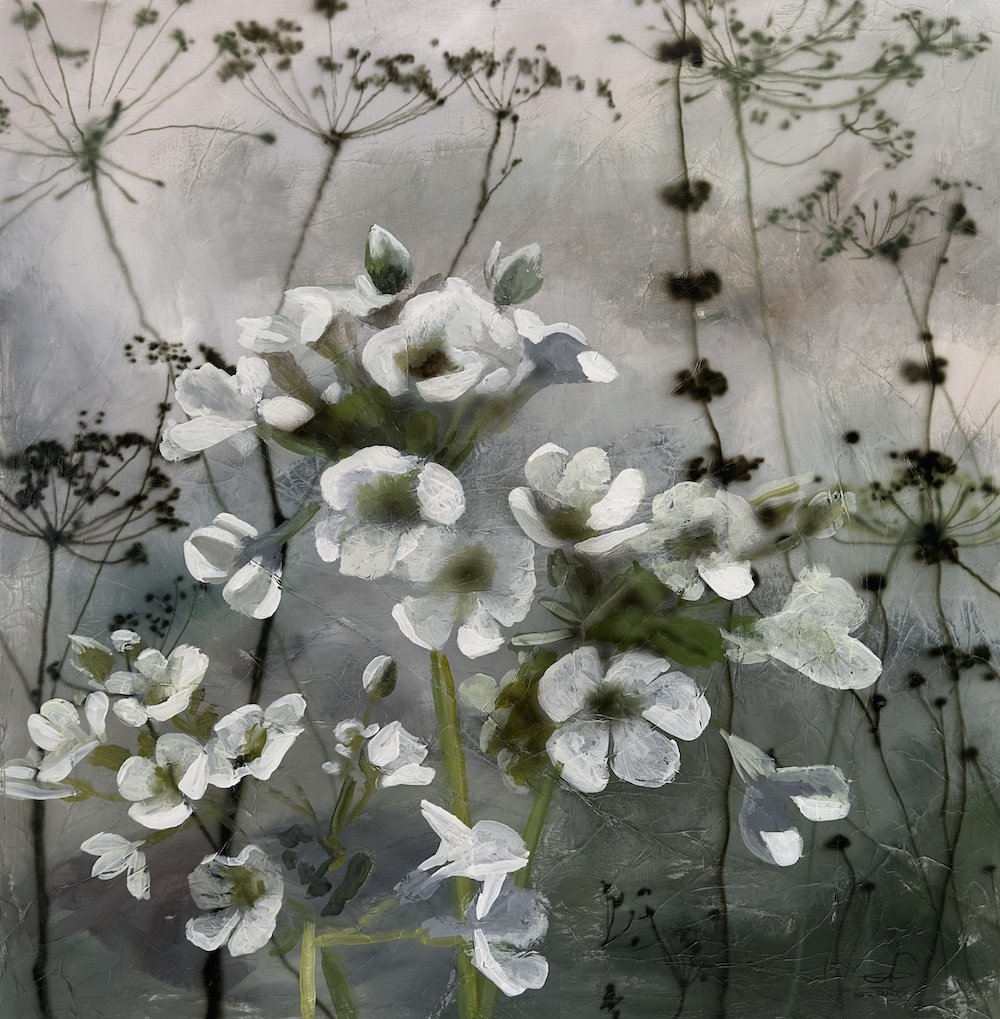 Engkarse, 80x80cm maleri af Naja Duarte