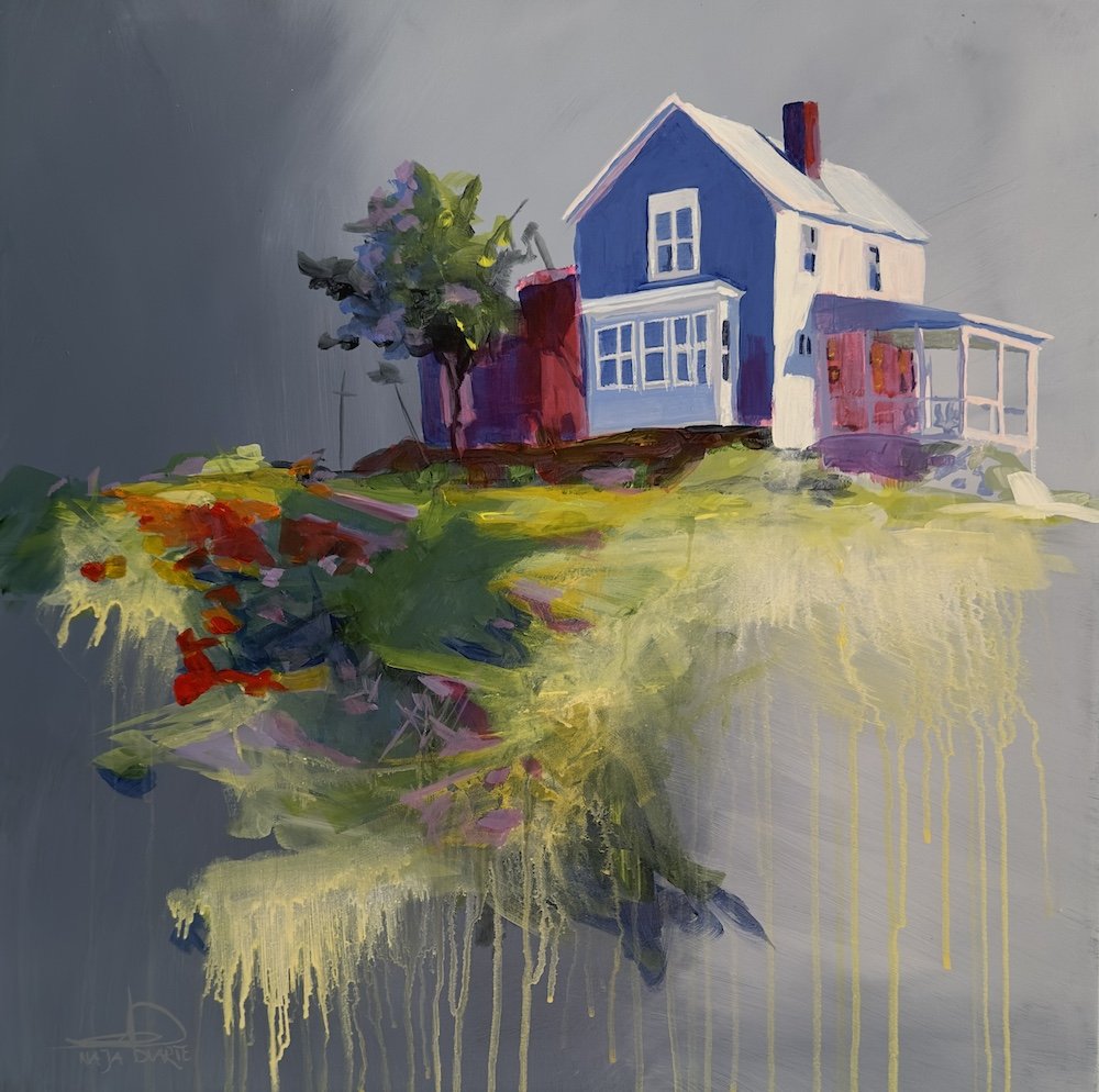 Landskabets opbrud, 50x50cm maleri af Naja Duarte