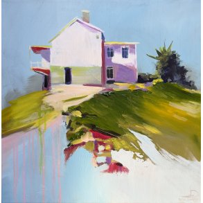 Mellem himmel og hjem, 50x50cm maleri af Naja Duarte