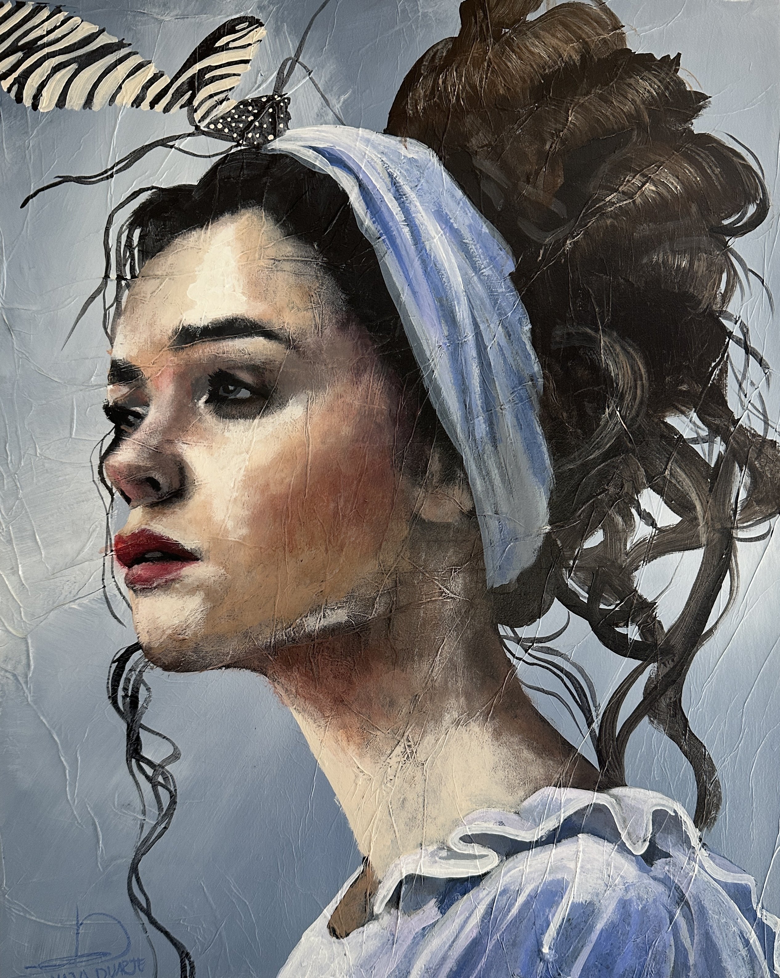 Bl� B�nd, 40x50cm maleri af Naja Duarte