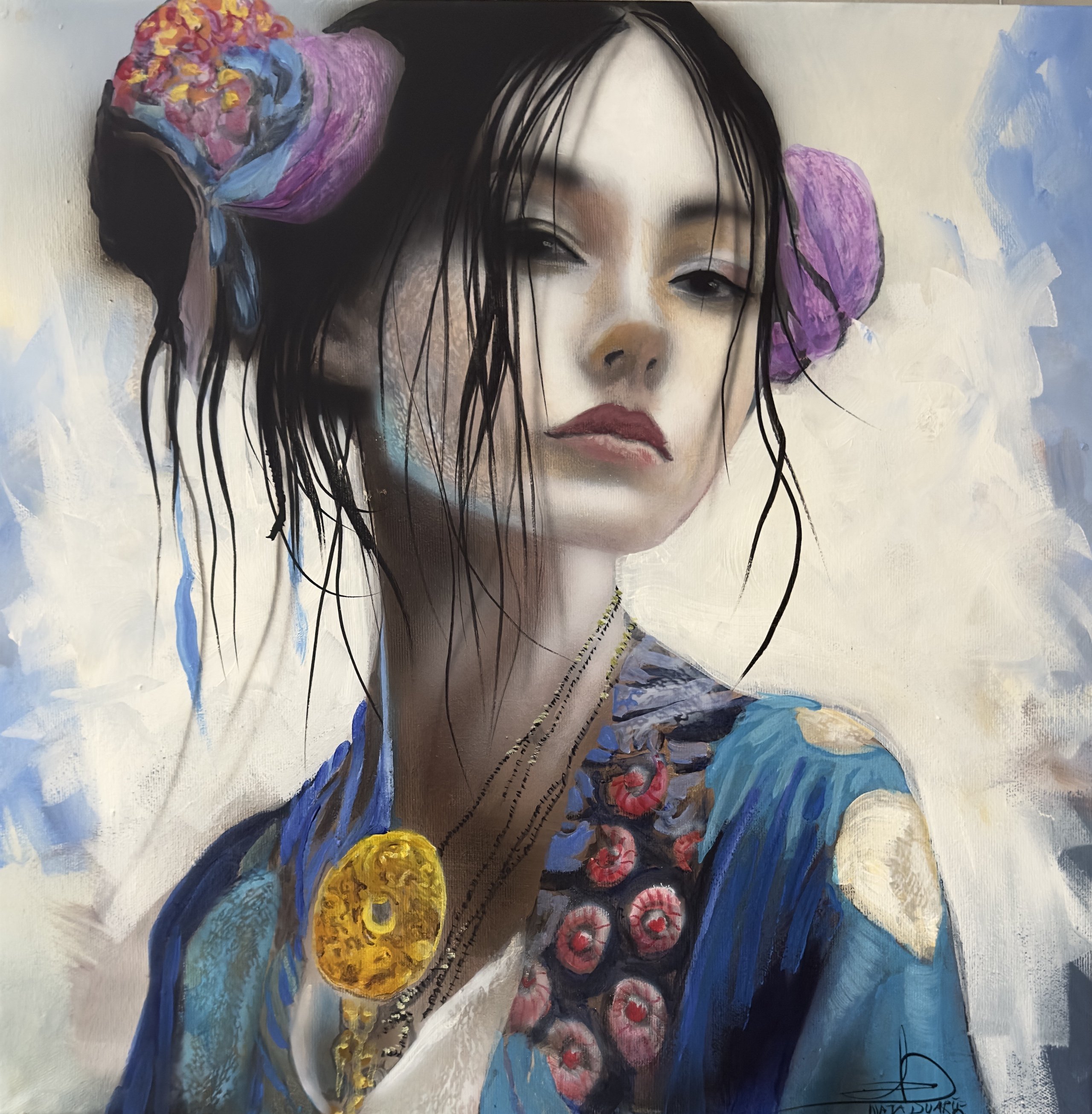 En af verdens farver, 50x50cm maleri af Naja Duarte