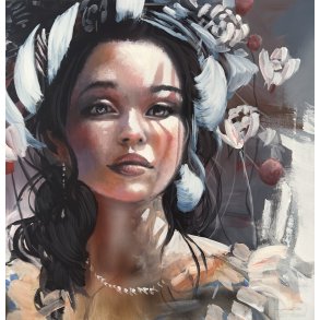 I et glimt af lys, 50x50cm maleri af Naja Duarte