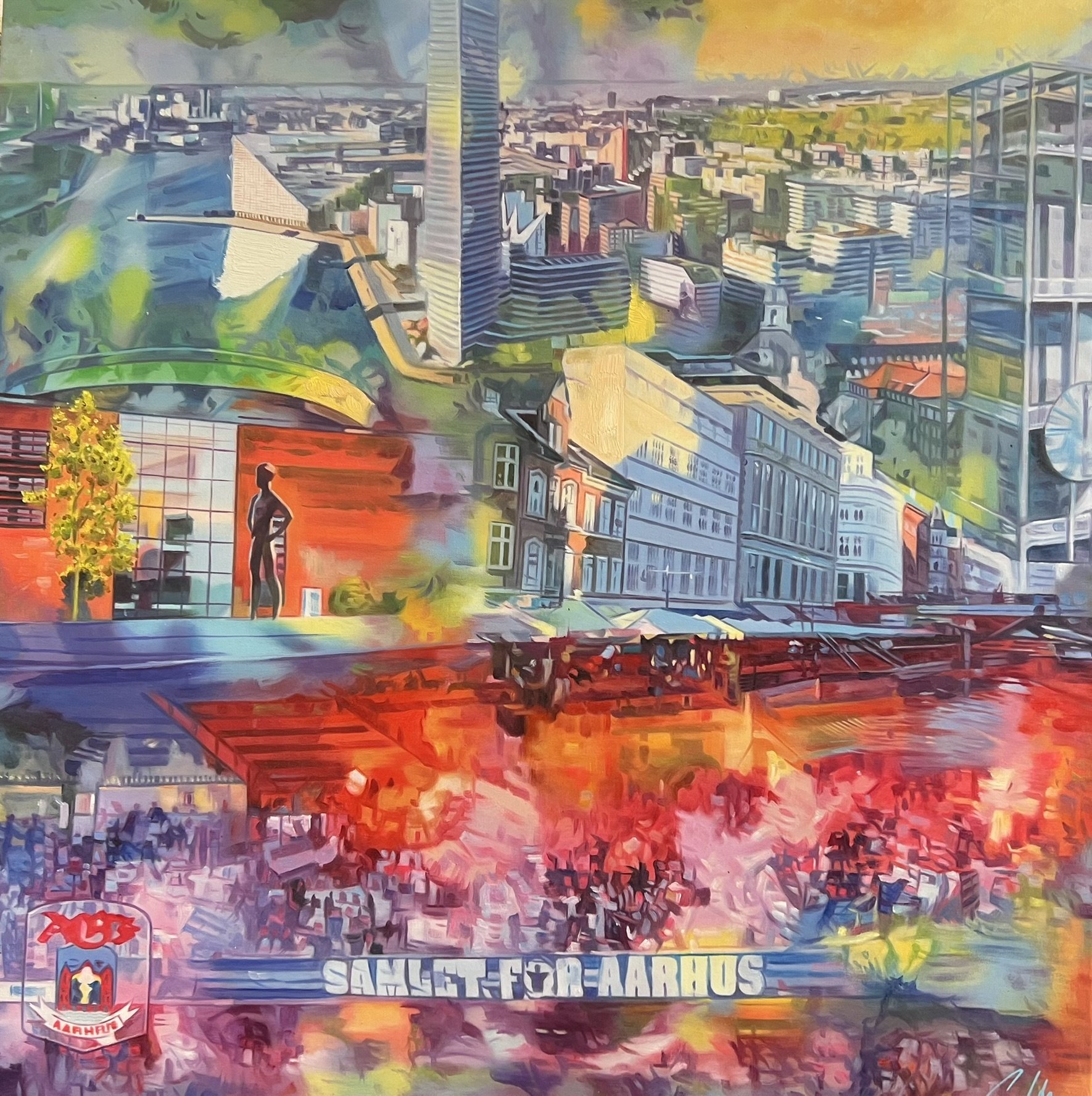 for Aarhus - ny fort�lling, det originale maleri 100x100cm oliemaleri af Sarah H�i