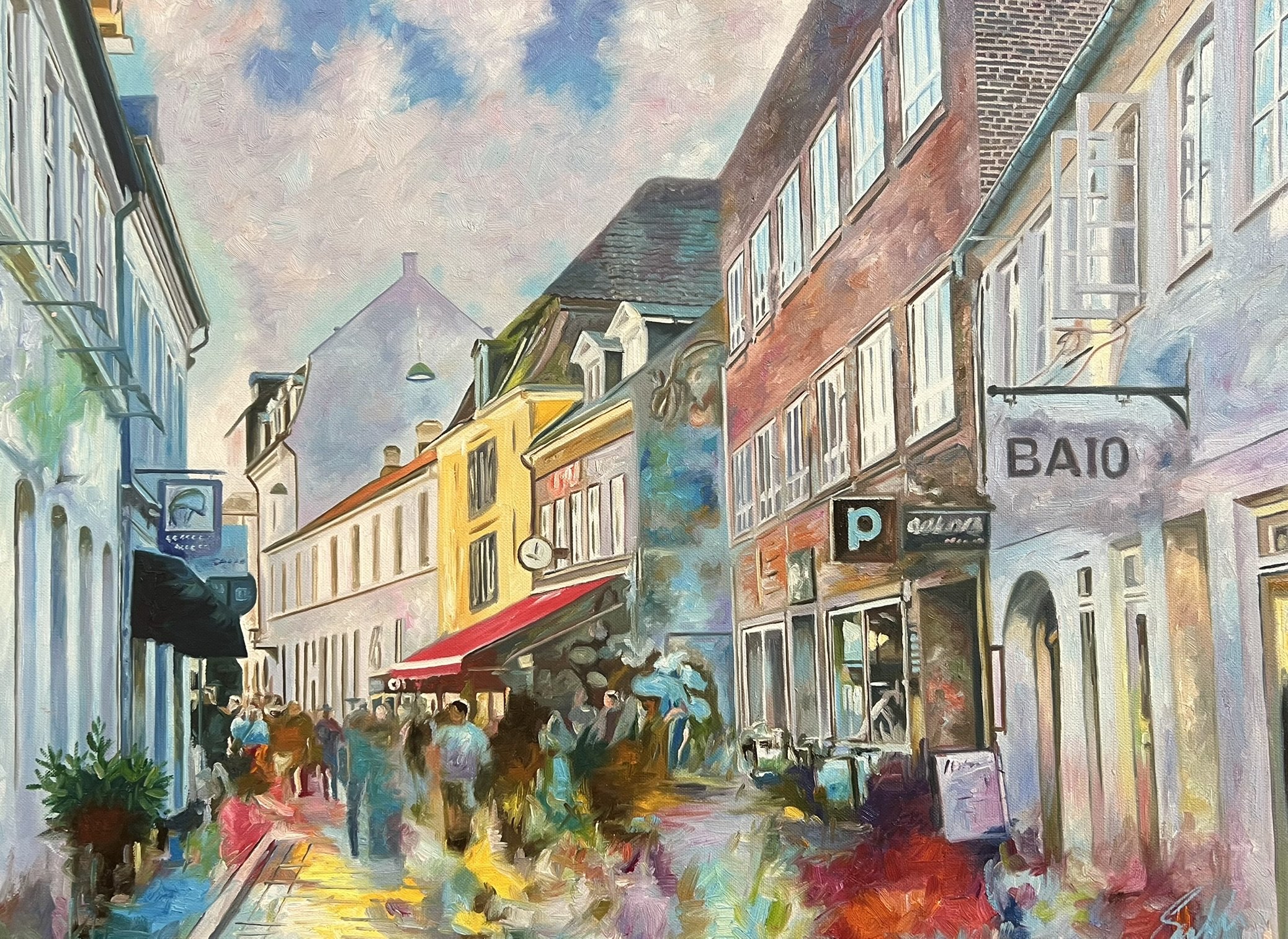 Pustervig Aarhus 80x60cm oliemaleri af Sarah H�i