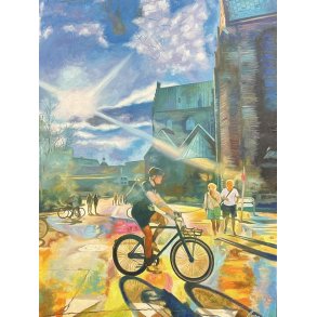 Bispetorvet Aarhus 80x60cm oliemaleri af Sarah H�i