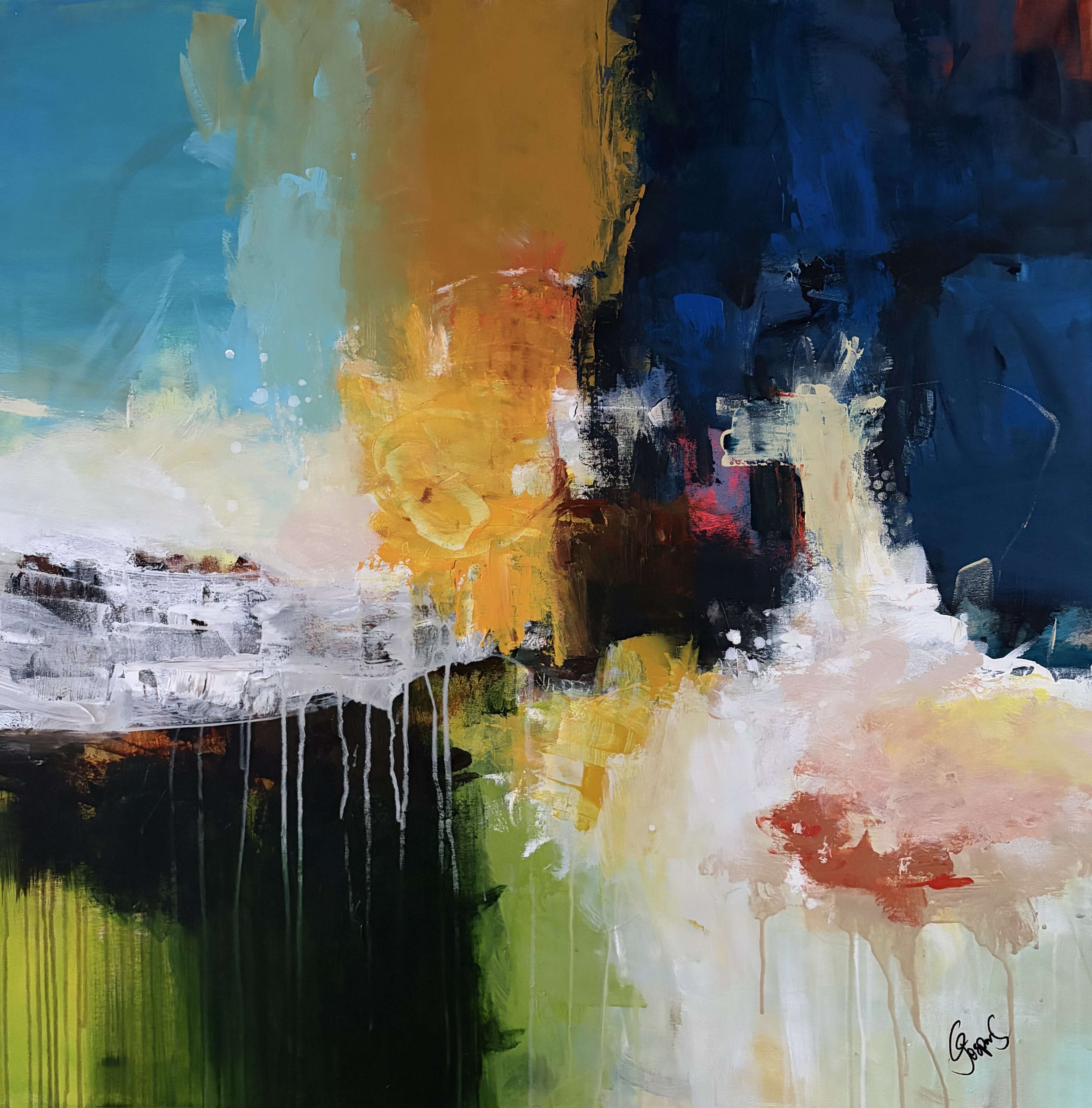 Abstrakt maleri af Jesper S�rensen, With all senses,100x100cm