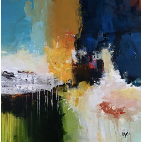 Abstrakt maleri af Jesper S�rensen, With all senses,100x100cm