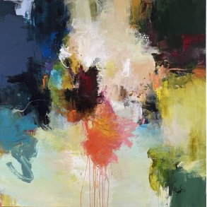 Abstrakt maleri af Jesper S�rensen, Eye Candy,100x100cm