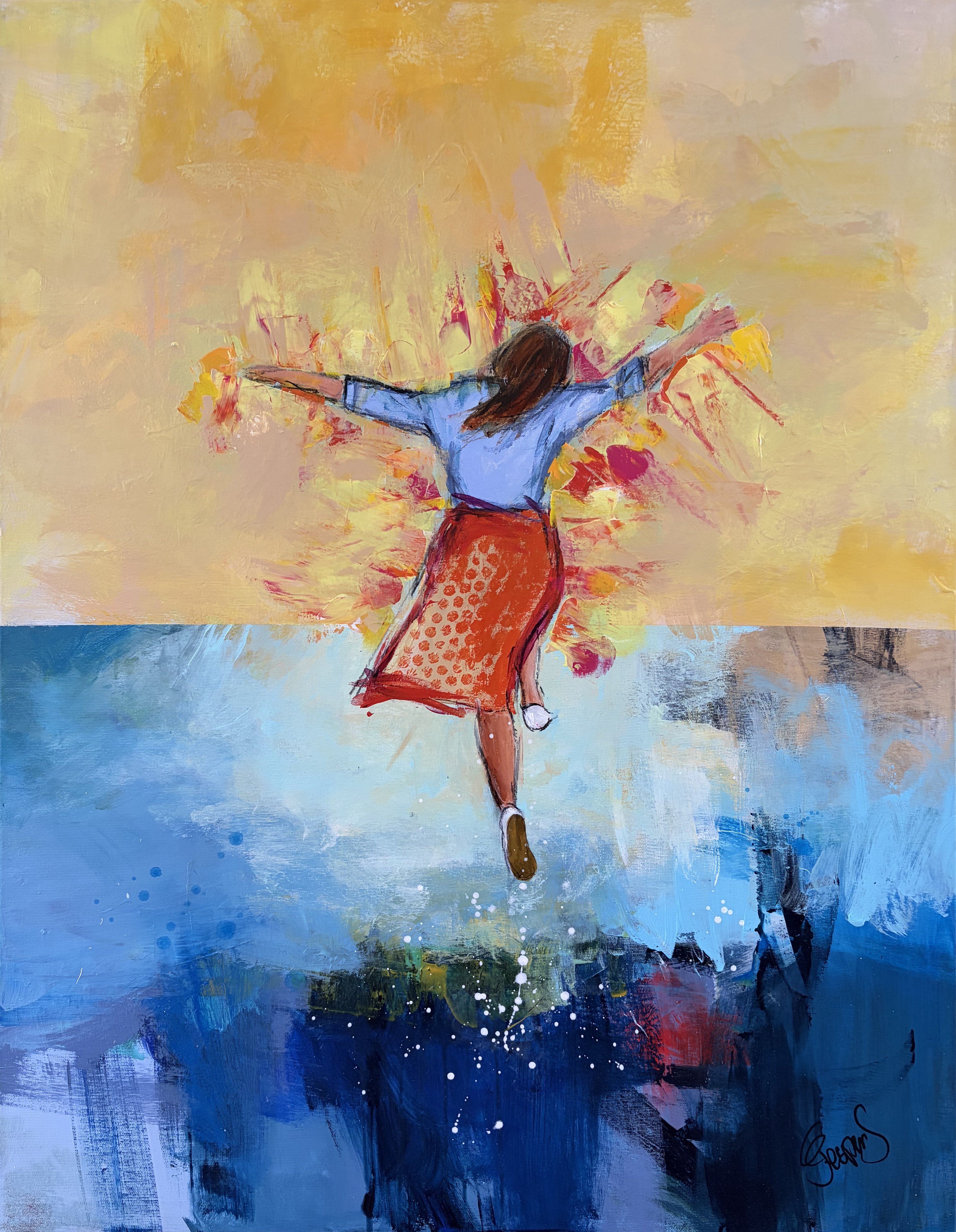 I believe I can fly, 70x 90cm maleri  af Jesper S�rensen