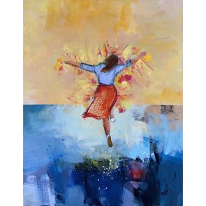 I believe I can fly, 70x 90cm maleri  af Jesper S�rensen