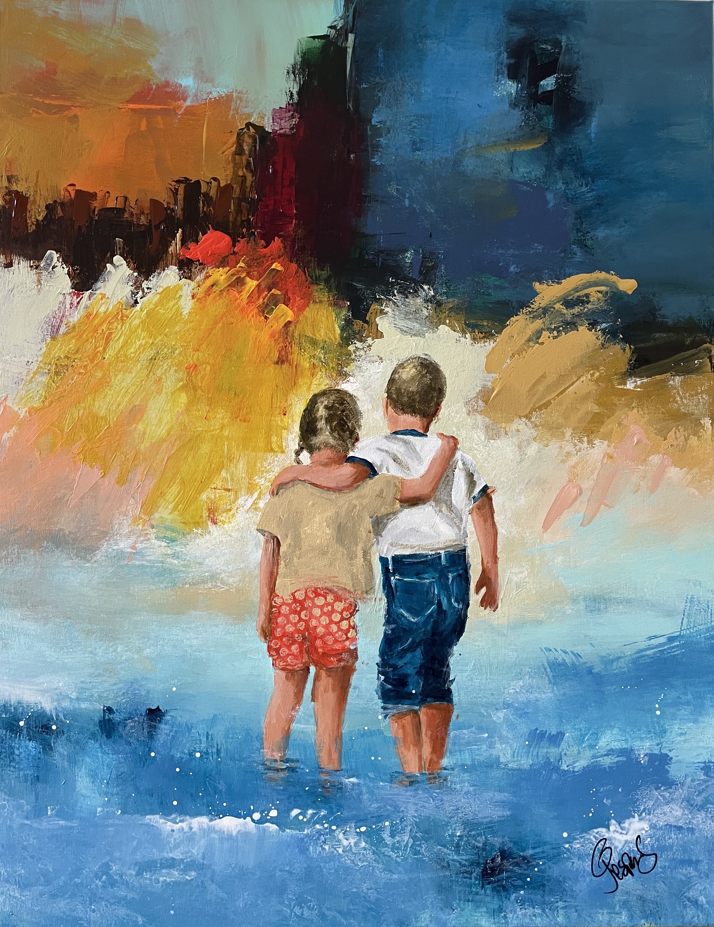 Lean on me, 70x 90cm maleri  af Jesper S�rensen