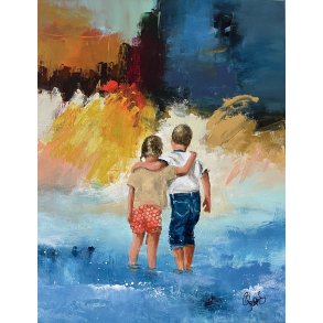 Lean on me, 70x 90cm maleri  af Jesper S�rensen