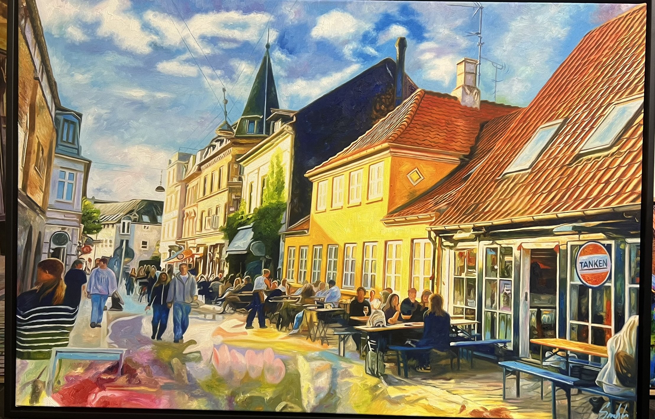 Graven/Klostergade maleri 80x120cm oliemaleri af Sarah H�i