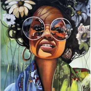 beruset af livet 100x100cm maleri af Naja Duarte