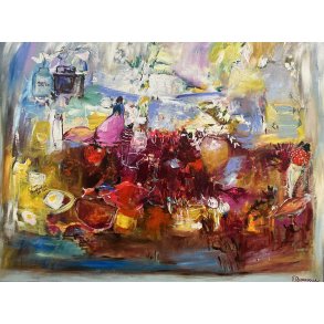 Tina Asmussen, abstraktmaleri 90x120cm