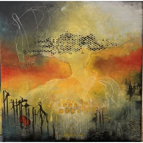 Abstrakt Maleri af Rita Kobborg 80x80cm