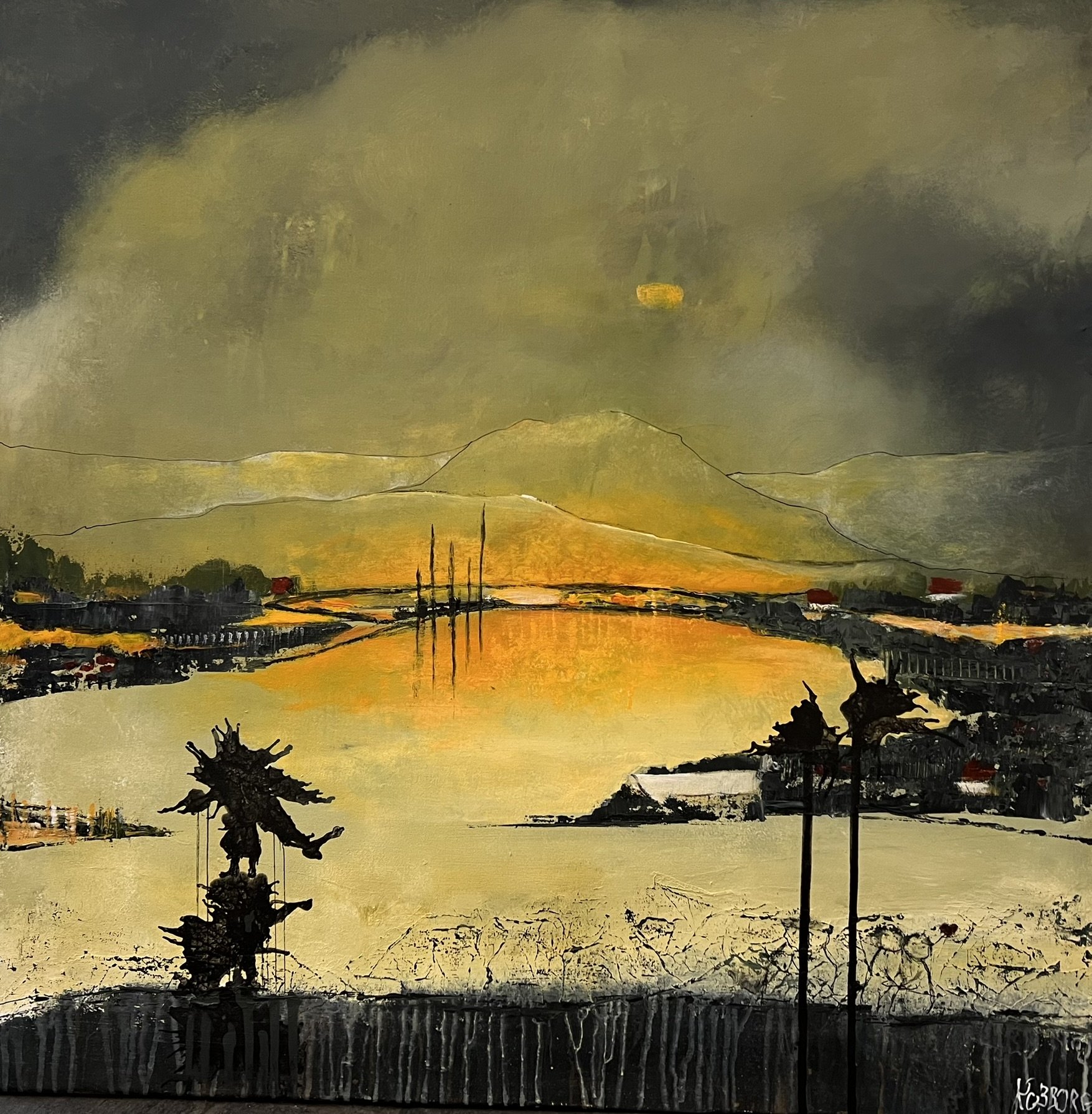 Abstrakt Maleri af Rita Kobborg 80x80cm