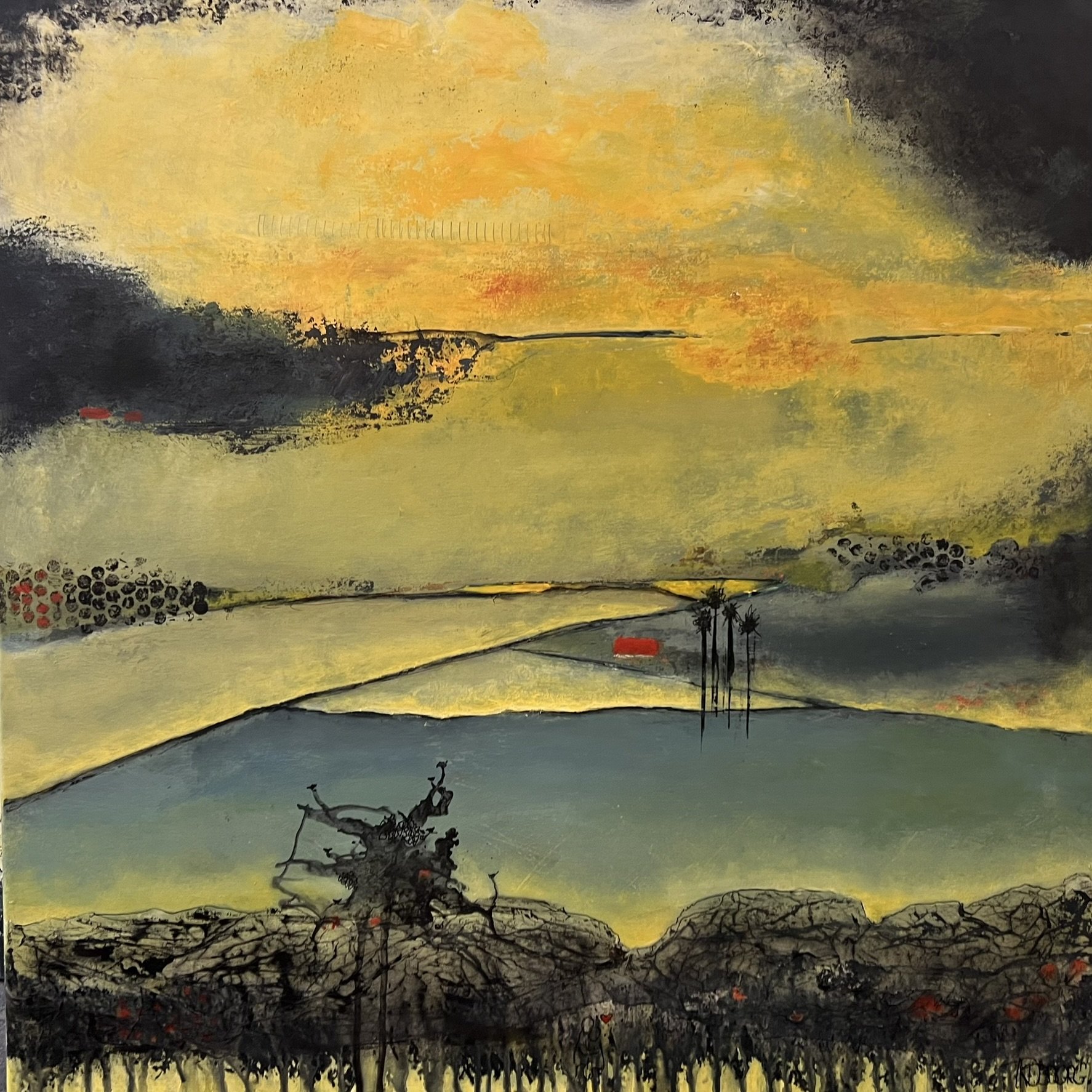 Abstrakt Maleri af Rita Kobborg 80x80cm