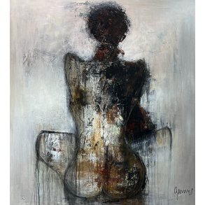 Maleri af kvinde af Susanne Gemmer 100x110cm abstrakt maleri