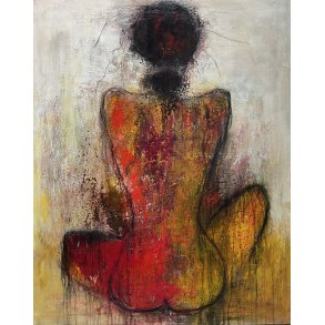 Maleri Susanne Gemmer 100x80cm abstrakt maleri bl� farver