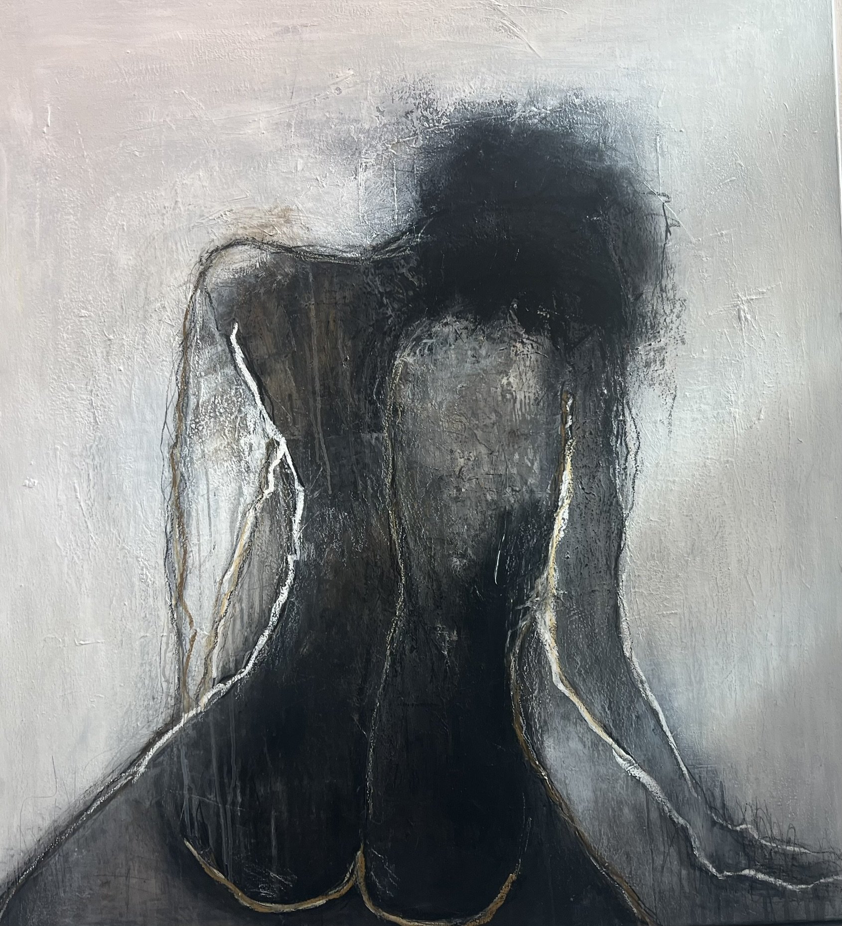 Abstrakt maleri af Susanne Gemmer 110x100cm