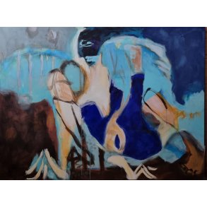 Maleri af Inge H�rup, 140x185cm Femme Posant