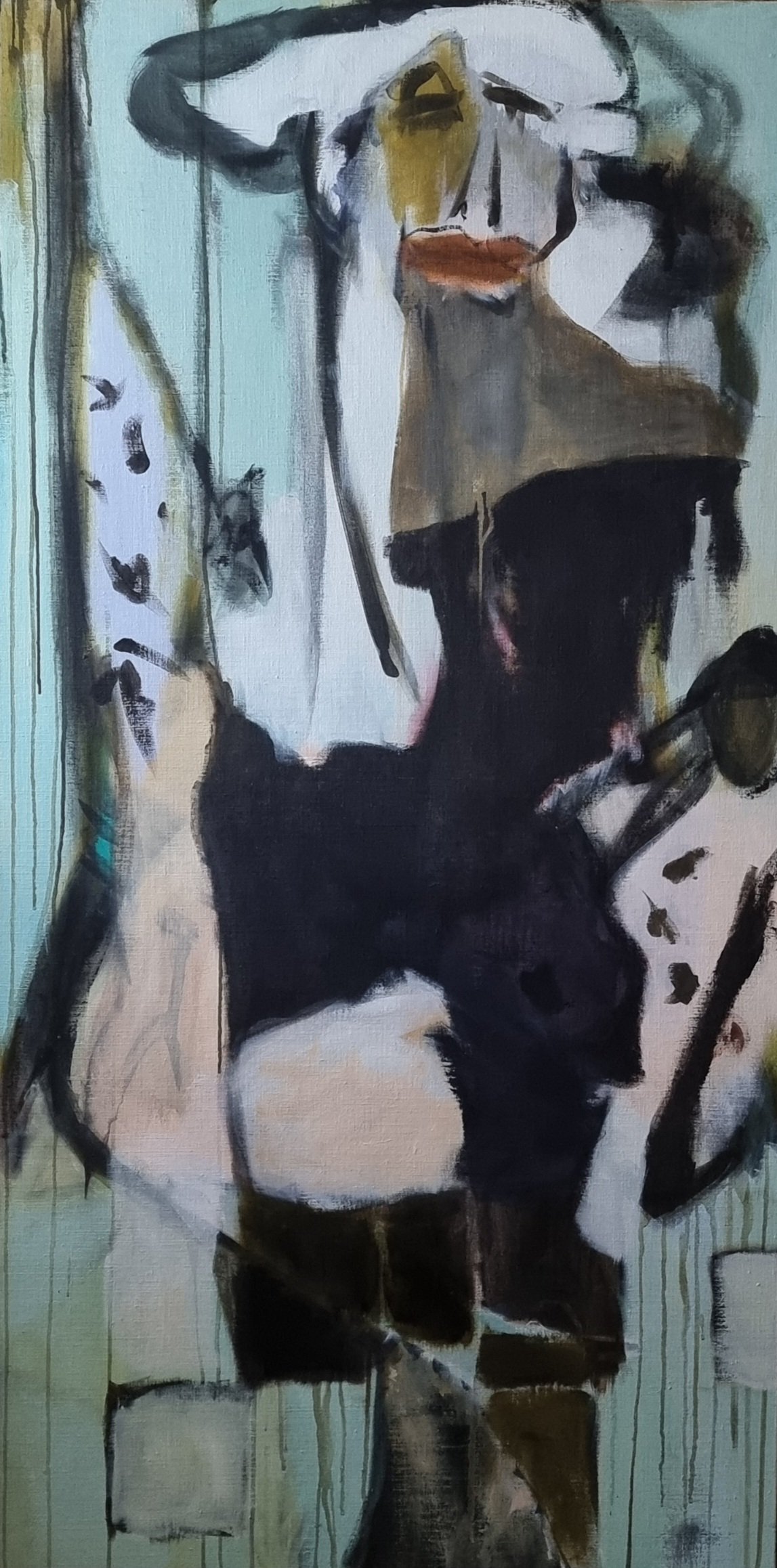 Maleri af Inge H�rup, 160x80cm Posing Woman