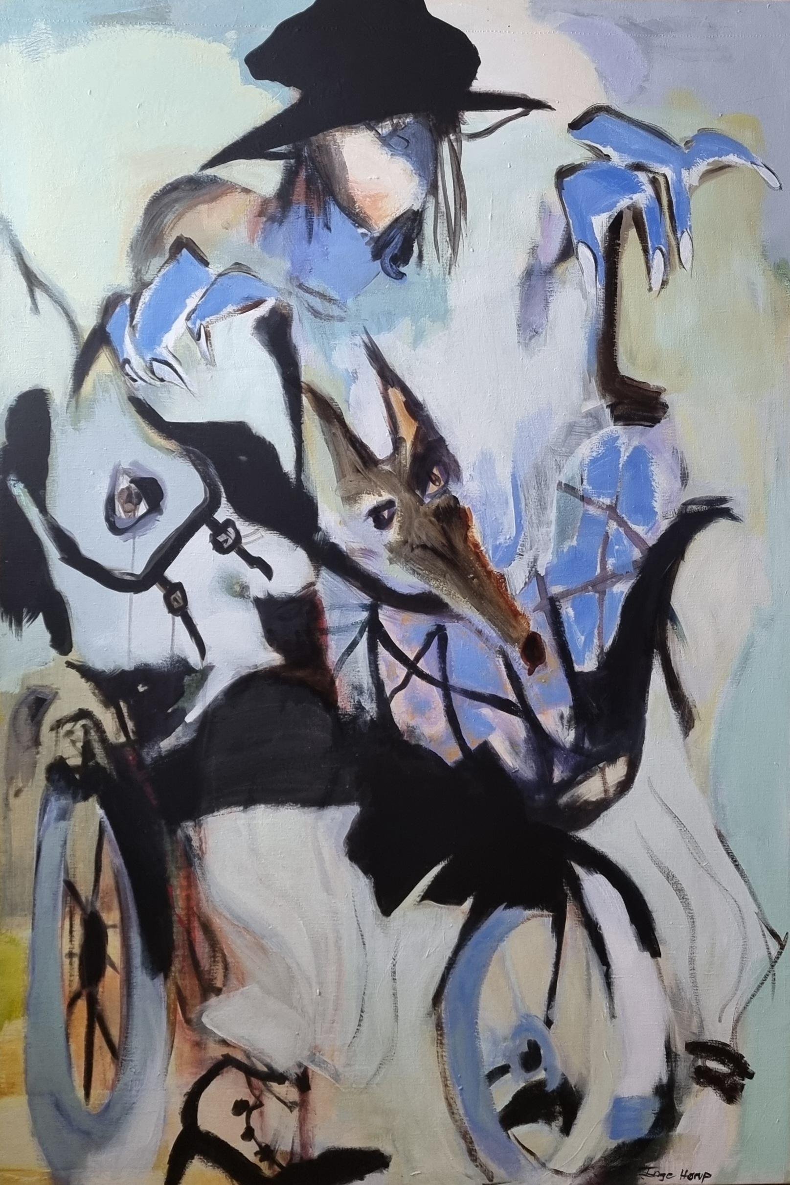 Maleri af Inge H�rup, 136x90 The rider
