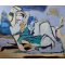 Maleri af Inge H�rup, 120x150cm Blixen en Safari
