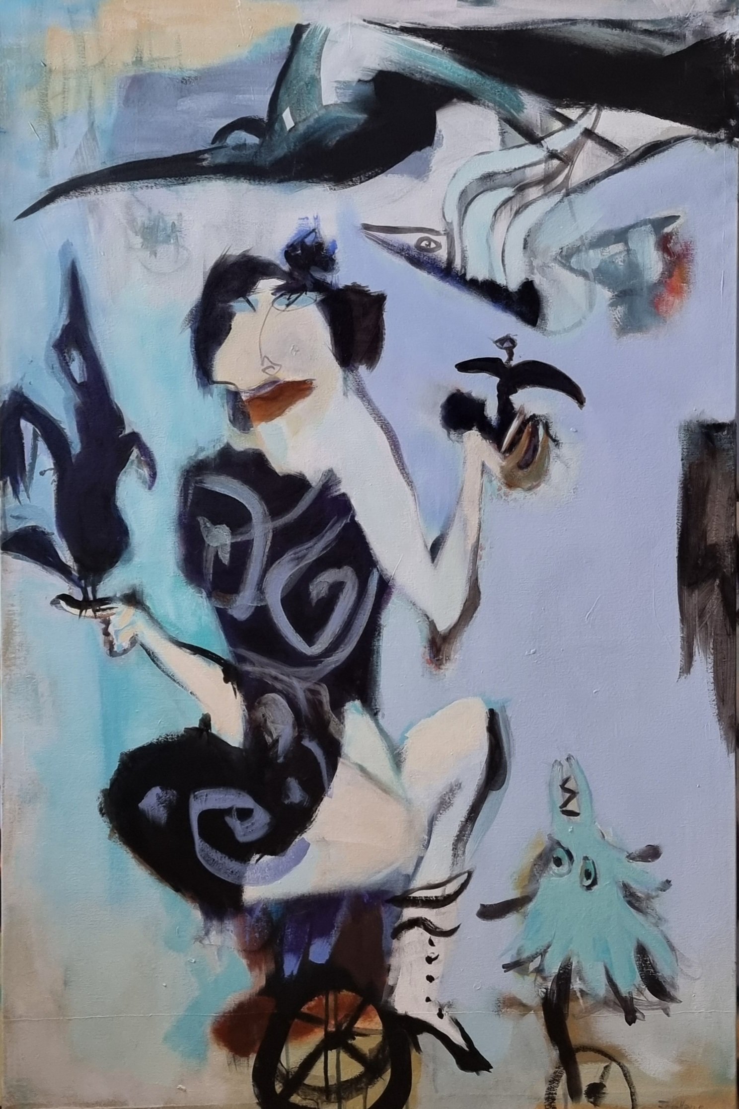 Maleri af Inge H�rup, 130x85cm Elle n� pas regard�