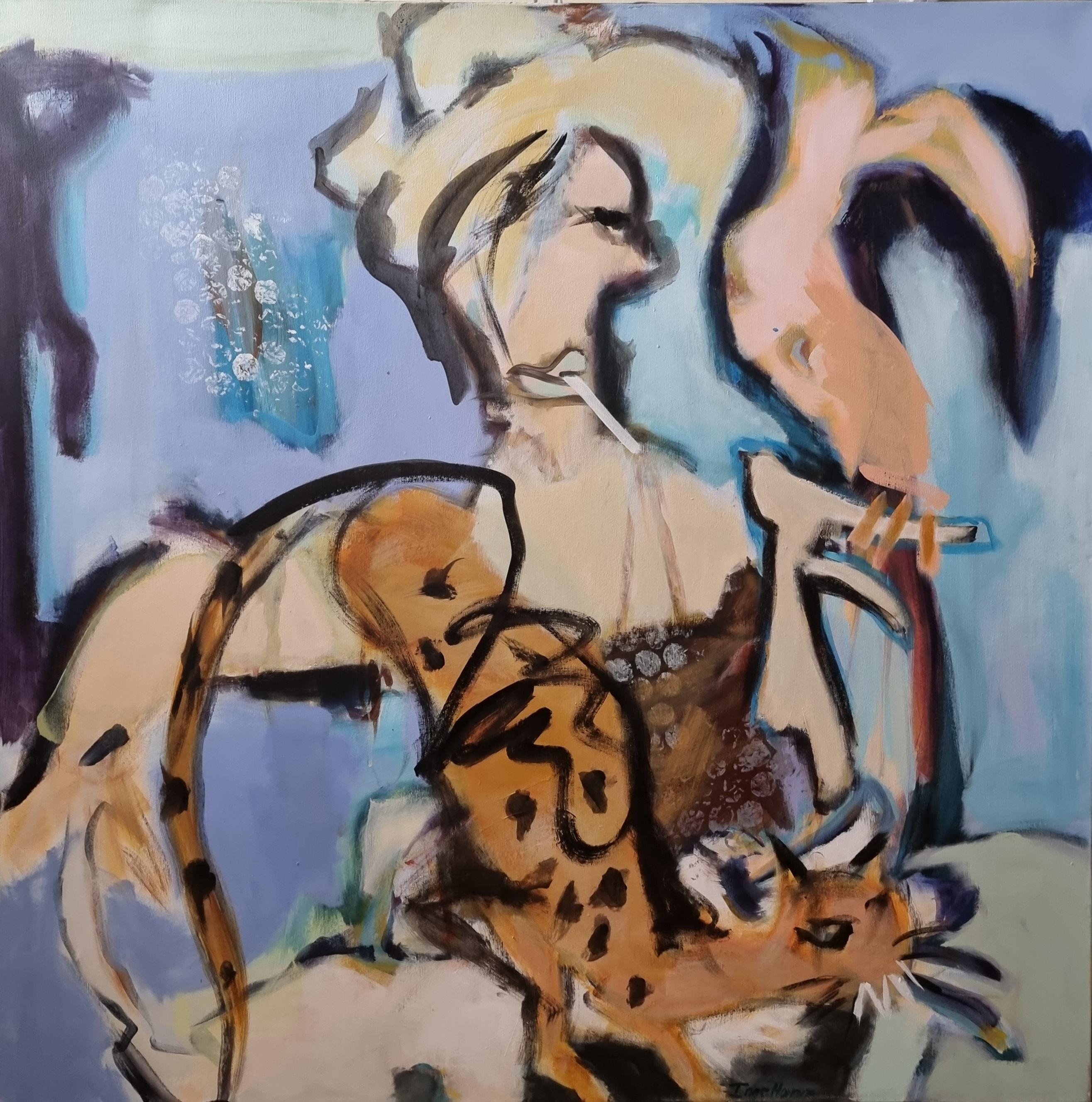 Maleri af Inge H�rup, 100x100cm Equilibre I