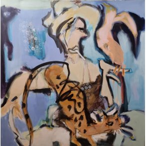 Maleri af Inge H�rup, 100x100cm Equilibre I