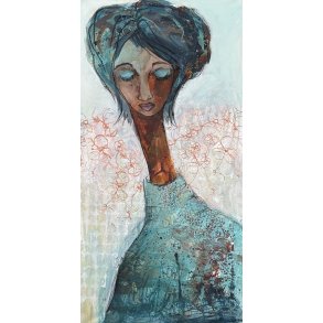Abstrakt maleri, portr�t af kvinde Annemette Hoier 50x100cm