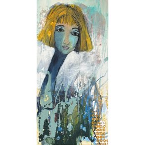 Abstrakt maleri, portr�t af kvinde Annemette Hoier 50x100cm