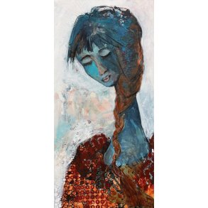 Abstrakt maleri, portr�t af kvinde Annemette Hoier 50x100cm
