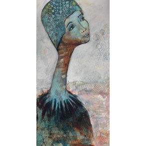 Abstrakt maleri, portr�t af kvinde Annemette Hoier 50x100cm