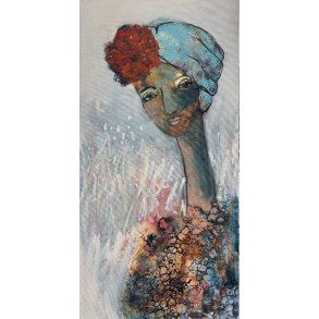 Abstrakt maleri, portr�t af kvinde Annemette Hoier 50x100cm