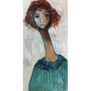 Abstrakt maleri, portr�t af kvinde Annemette Hoier 50x100cm