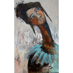 Abstrakt maleri, portr�t af kvinde Annemette Hoier 80x50cm