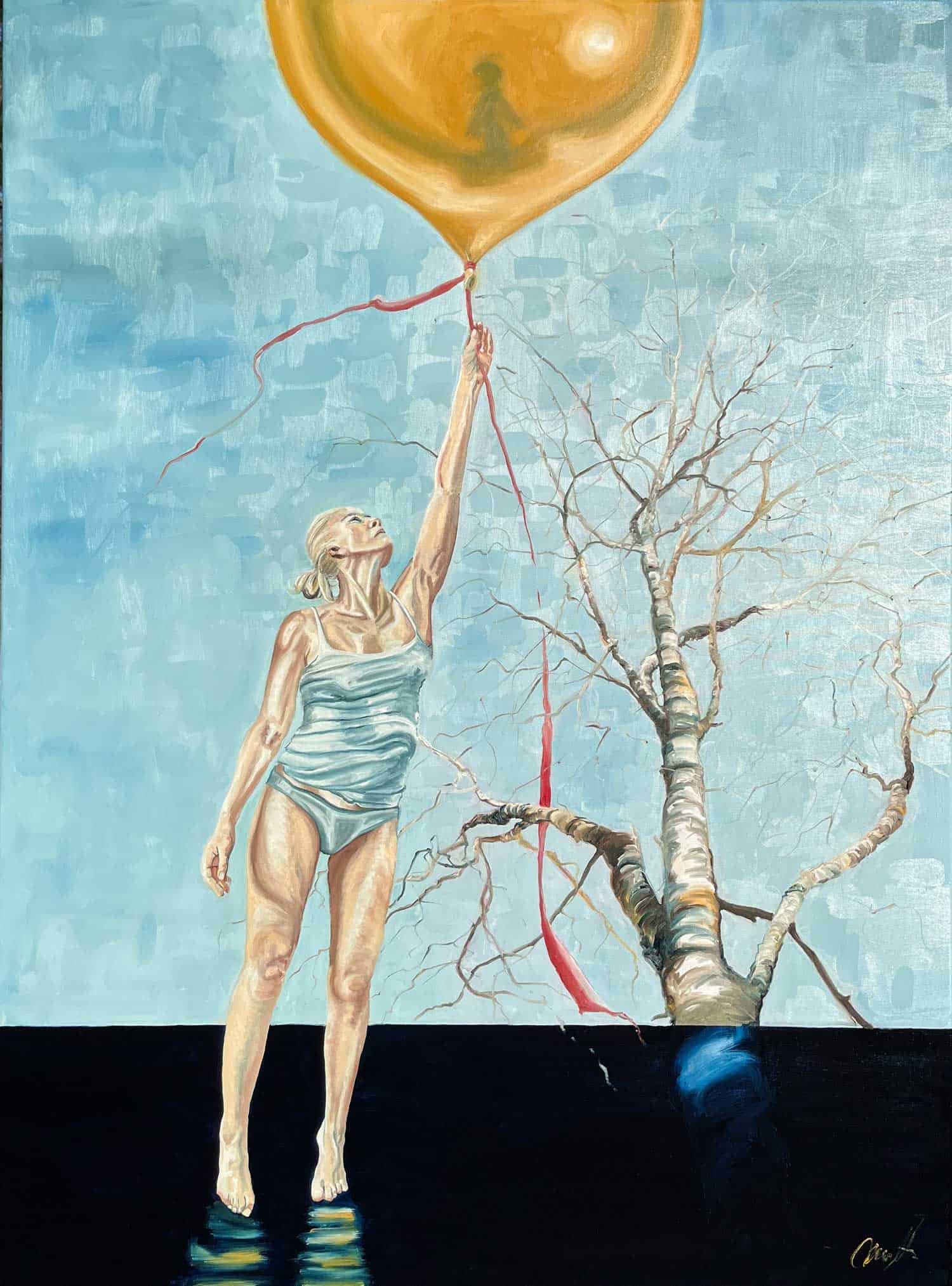 Se ikke tilbage 90x120cm maleri af Birketr� af Anne Mette Harkes