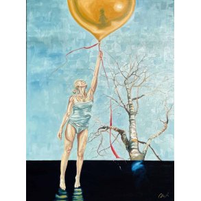 Se ikke tilbage 90x120cm maleri af Birketr� af Anne Mette Harkes