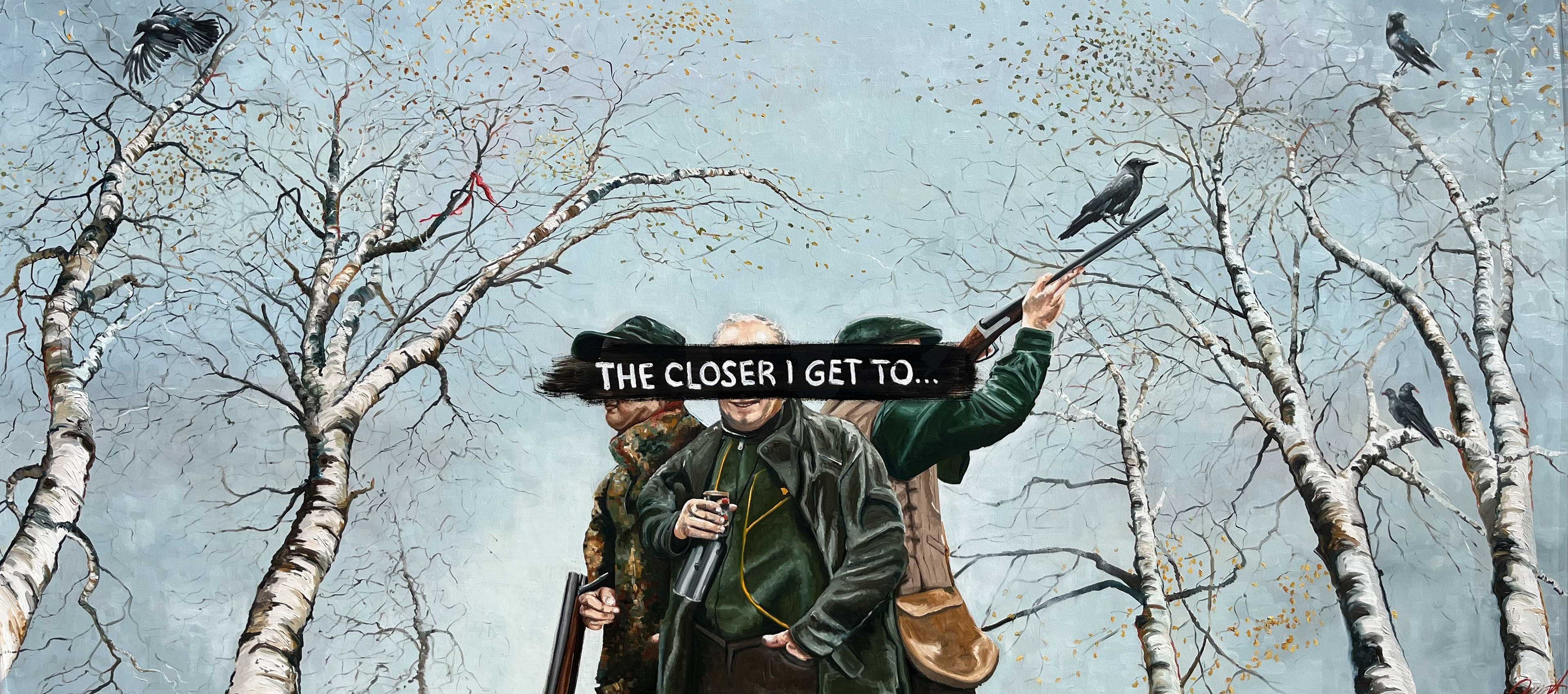 The closer I get to nature the futher I am from idiots 100x200cm maleri af Birketr� af Anne Mette Harkes