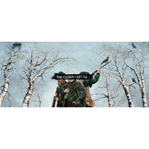 The closer I get to nature the futher I am from idiots 100x200cm maleri af Birketr� af Anne Mette Harkes