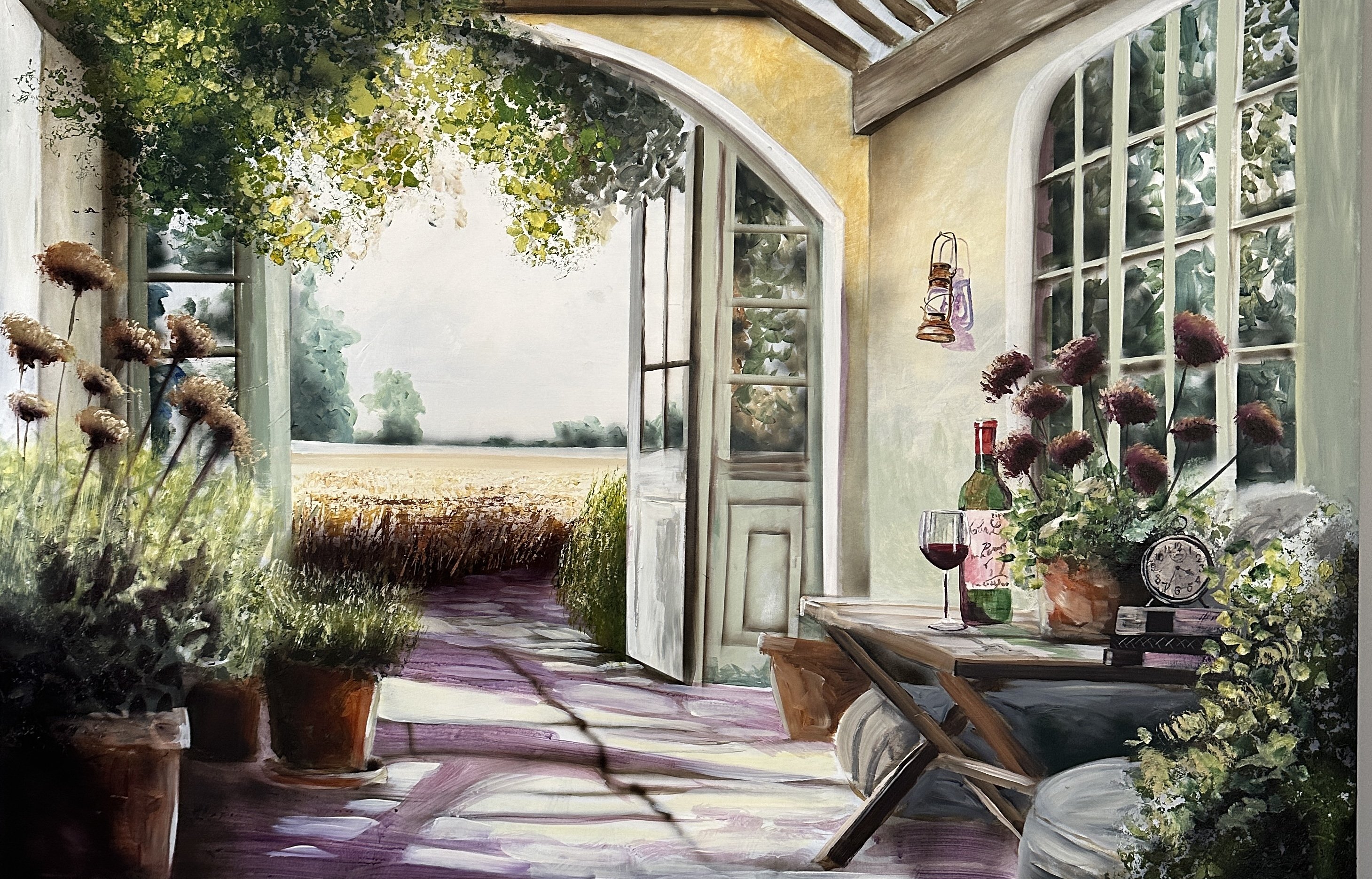 N�r Kornet st�r Gyldent, 100x150cm maleri af Naja Duarte